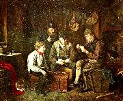 k. e. jansson alandska sjoman spelande kort i en kajuta Spain oil painting artist